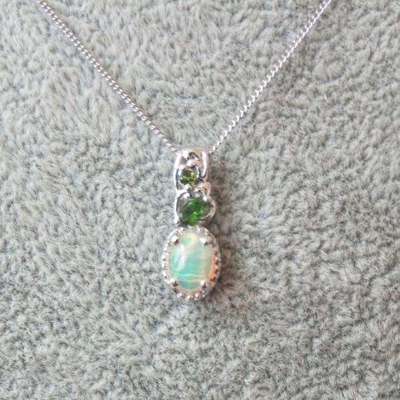 Ethiopian Opal & Russian Diopside Necklace - Picture 2 of 4